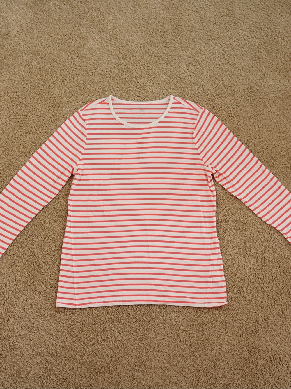 GAP Striped Tee in White & Coral